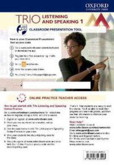 Trio Listening and Speaking: Level 1: Teacher's Online Practice Pack with Classroom Presentation Tool