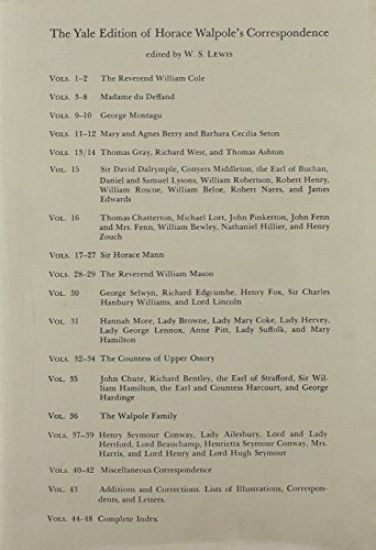 The Yale Editions of Horace Walpole's Correspondence, Volume 30