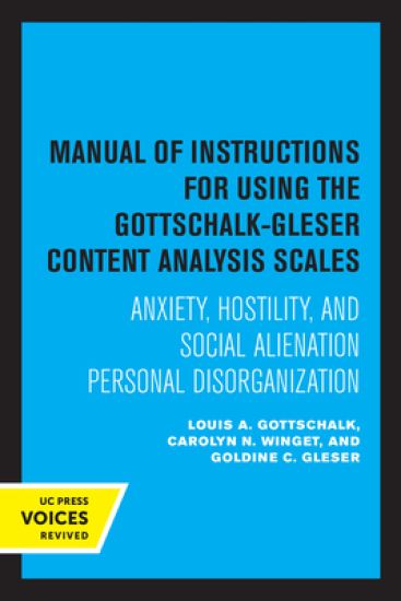 Manual of Instructions for Using the Gottschalk-Gleser Content Analysis Scales