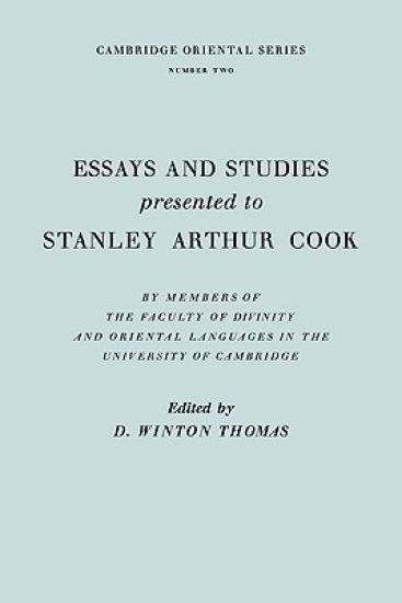Essays and Studies Presented to Stanley Arthur Cook