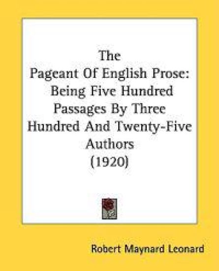 The Pageant Of English Prose
