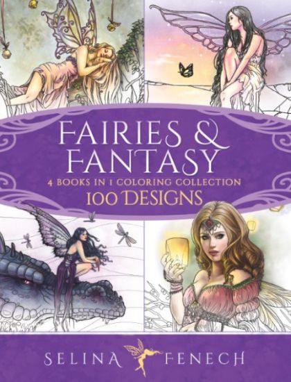 Fairies and Fantasy Coloring Collection: 4 Books in 1 - 100 Designs