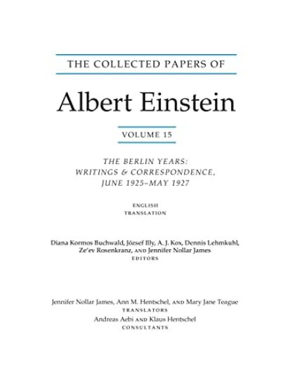 The Collected Papers of Albert Einstein, Volume 15 (Translation Supplement)