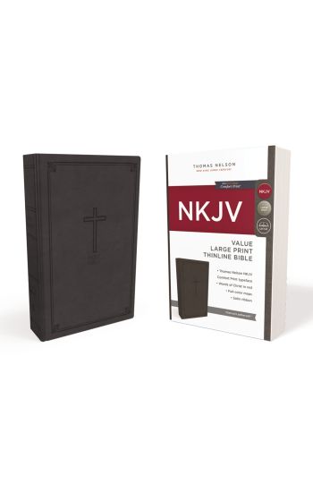 NKJV, Value Thinline Bible, Large Print, Charcoal Leathersoft, Red Letter, Comfort Print