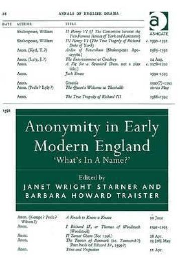 Anonymity in Early Modern England
