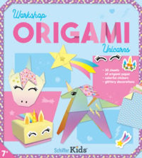 Unicorns Origami Workshop with 30 Sheets of Paper, Instructions, Glittery Decorations, and Stickers