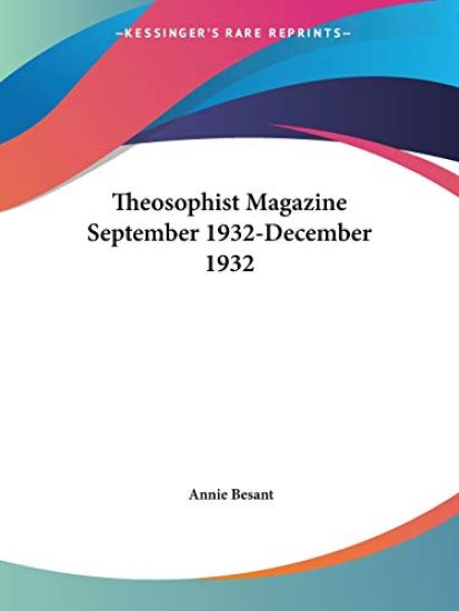 Theosophist Magazine September 1932-December 1932