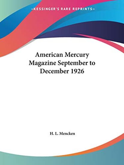American Mercury Magazine September to December 1926
