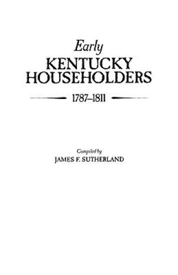 Early Kentucky Householders, 1787-1811