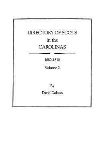 Directory of Scots in the Carolinas, Volume 2