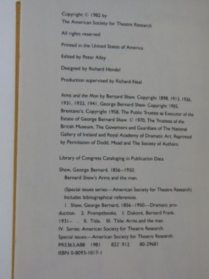 Bernard Shaw's Arms and the Man