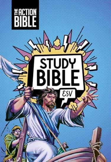 The Action Bible Study Bible ESV, Leathersoft, Blue, Full Color