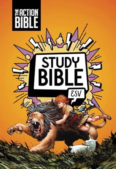 The Action Bible Study Bible ESV, Leathersoft, Orange, Full Color