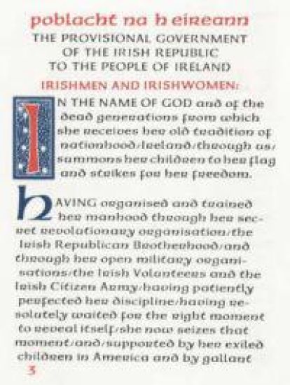 The Easter Proclamation of the Irish Republic, 1916