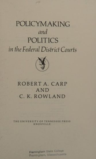 Policymaking Politics in Federal