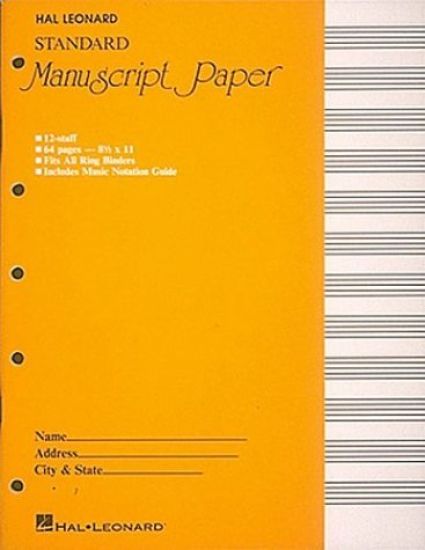 Standard Manuscript Paper Yellow Cover 12 Staves Per Page Hal Leonard Music Notation Guide for Composers and Students