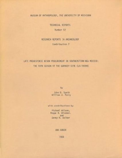 Late Prehistoric Bison Procurement in Southeastern New Mexico