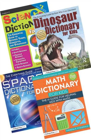 The Everything Guides for Kids - Math, Science, Space and Dinosaur Dictionary Book Bundle
