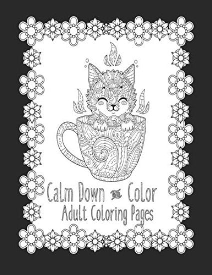Calm Down and Color Adult Coloring Pages: Cat Coloring Book Cat Coloring Pages These Cat Themed Adult Coloring Books make great gifts for cat lovers!