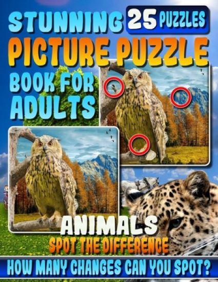 Stunning Picture Puzzle Books for Adults - Animals Spot the Difference