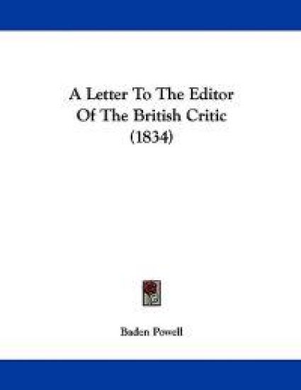 A Letter to the Editor of the British Critic