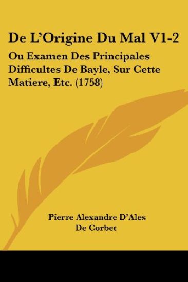 De L'Origine Du Mal V1-2