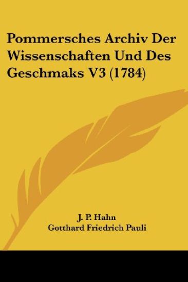 Hahn, J: Pommersches Archiv Der Wissenschaften Und Des Gesch