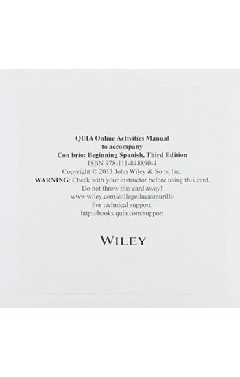 Con Brio: Beginning Spanish, Third Edition Quia Reg Card