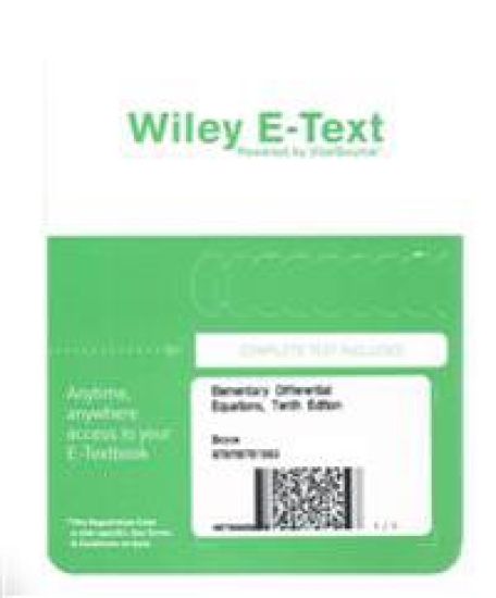 Elementary Differential Equations, Tenth Edition Wiley E-text Card