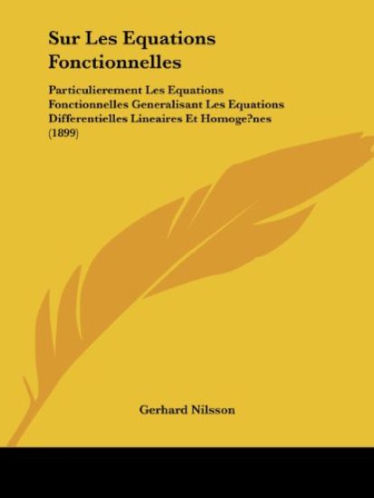 Sur Les Equations Fonctionnelles