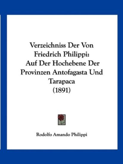 Philippi, R: Verzeichniss Der Von Friedrich Philippi