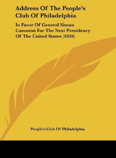 Address Of The People's Club Of Philadelphia