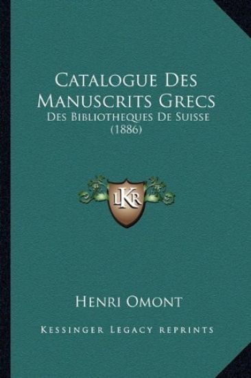 CATALOGUES DES MANUSCRITS GRECS.