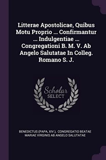 Litterae Apostolicae, Quibus Motu Proprio ... Confirmantur ... Indulgentiae ... Congregationi B. M. V. Ab Angelo Salutatae In Colleg. Romano S. J.
