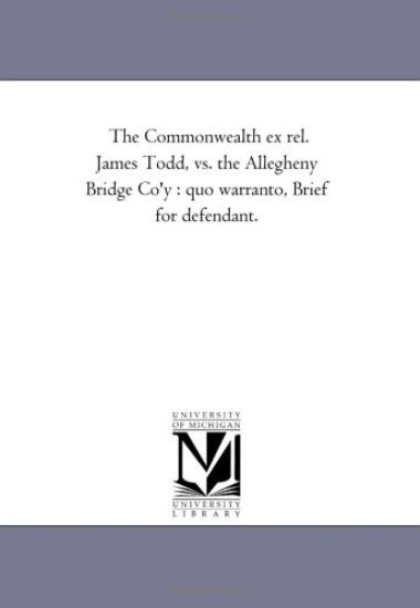 The Commonwealth ex rel. James Todd, vs. the Allegheny Bridge Co'y