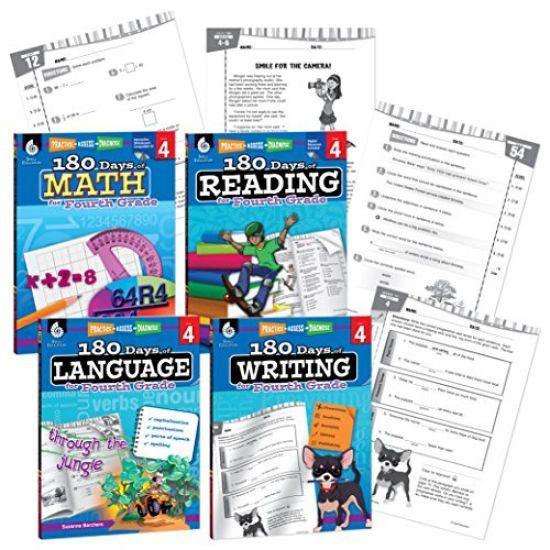 180 Days(tm) Reading, Math, Writing, & Language for Grade 4: 4-Book Set: Practice, Assess, Diagnose