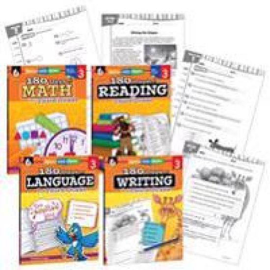 180 Days(tm) Reading, Math, Writing, & Language for Grade 3: 4-Book Set: Practice, Assess, Diagnose