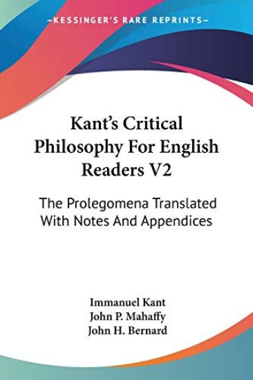 Kant's Critical Philosophy for English Readers