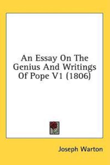 An Essay On The Genius And Writings Of Pope V1 (1806)