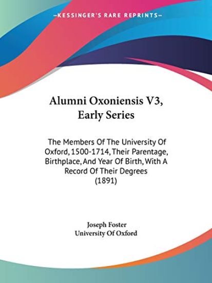 Alumni Oxoniensis V3, Early Series
