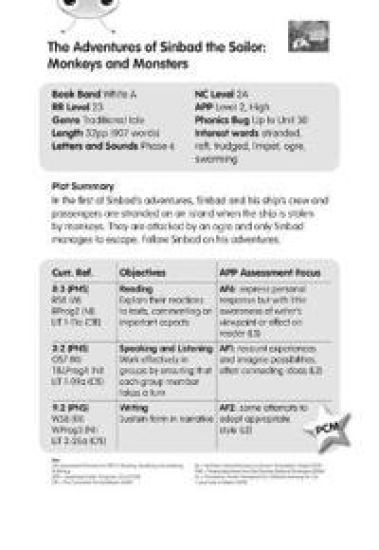 BC White A/2A Monkeys and Monsters Guided Reading Card