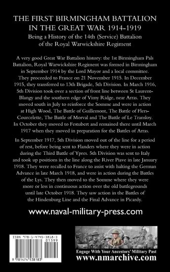 The First Birmingham Battalion in the Great War 1914-1919
