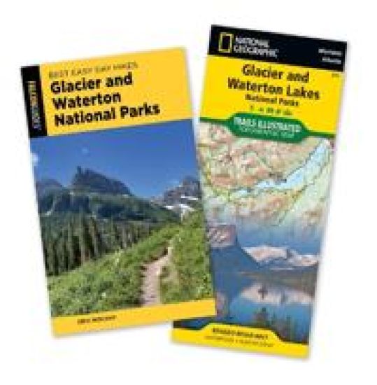 Glacier and Waterton Lakes National Parks /  Best Easy Day Hiking Guide and Trail Map Bundle