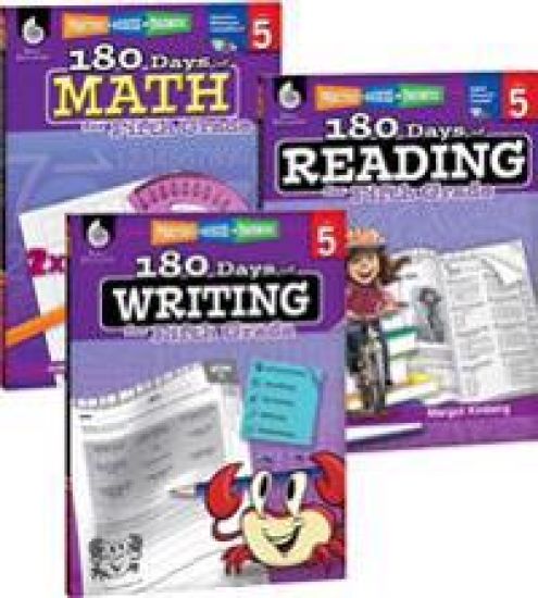 180 Days(tm) Reading, Writing and Math for Grade 5: 3-Book Set: Practice, Assess, Diagnose
