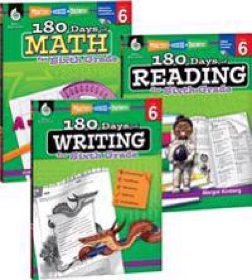 180 Days(tm) Reading, Writing and Math for Grade 6: 3-Book Set: Practice, Assess, Diagnose