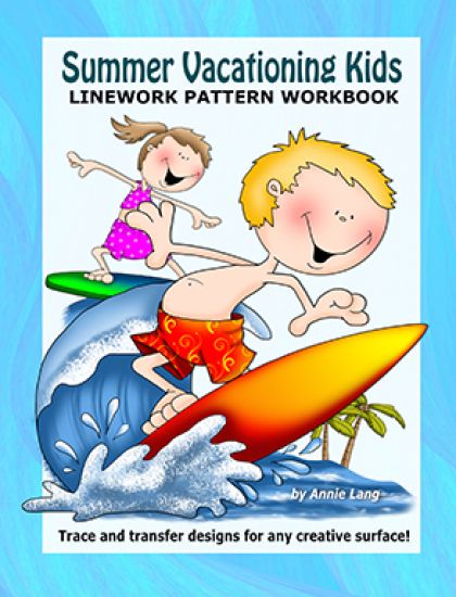 Summer Vacationing Kids: Linework Pattern Workbook