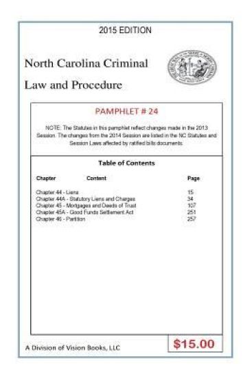 North Carolina Criminal Law and Procedure-Pamphlet 24