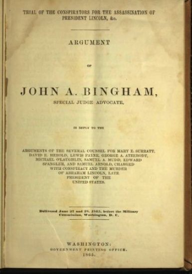 Trial of the Conspirators for the Assassination of President Lincoln