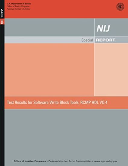 Test Results for Software Write Block Tools: Rcmp Hdl Vo.4