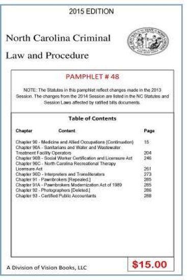 North Carolina Criminal Law and Procedure-Pamphlet 48